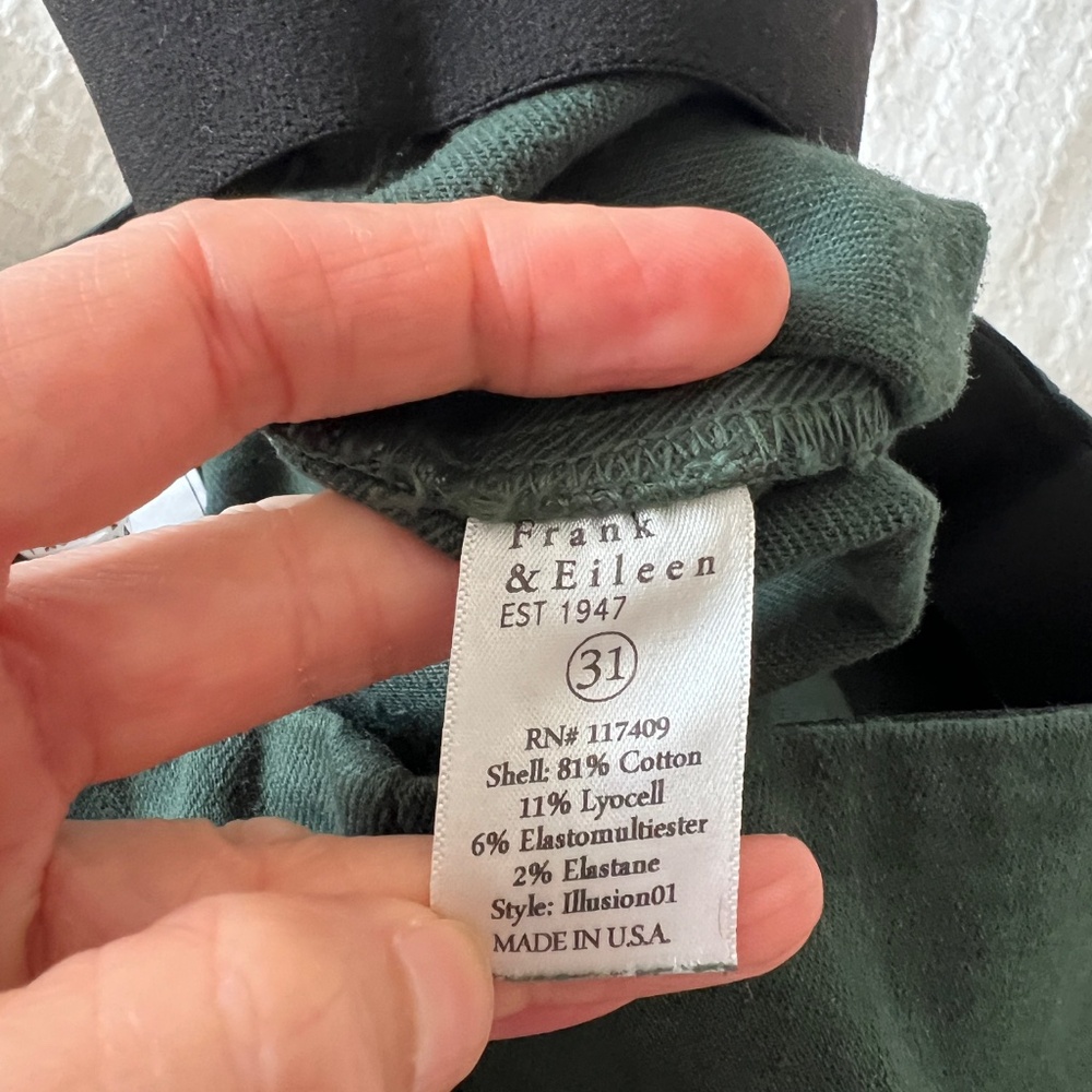 Frank & Eileen Derry Illusion Pull-On Jeans Green Size 31 - Picture 8 of 8